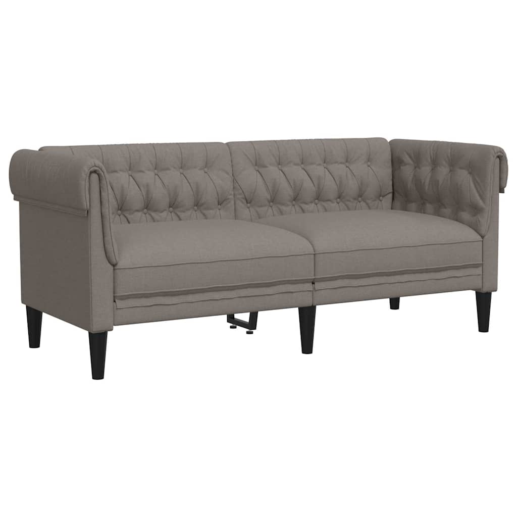 Dvosjed Chesterfield smeđesivi od tkanine
