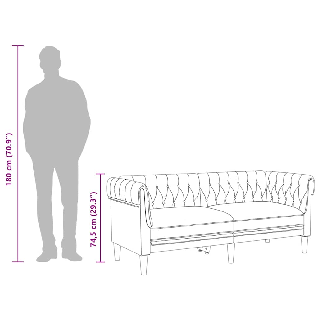 Dvosjed Chesterfield plavi od tkanine