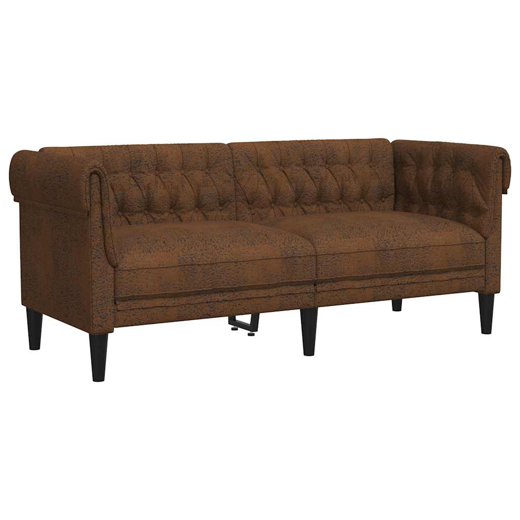 Dvosjed Chesterfield smeđi od tkanine