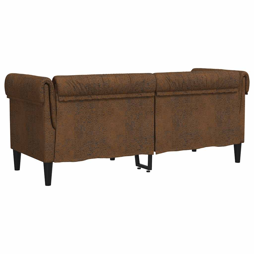 Dvosjed Chesterfield smeđi od tkanine