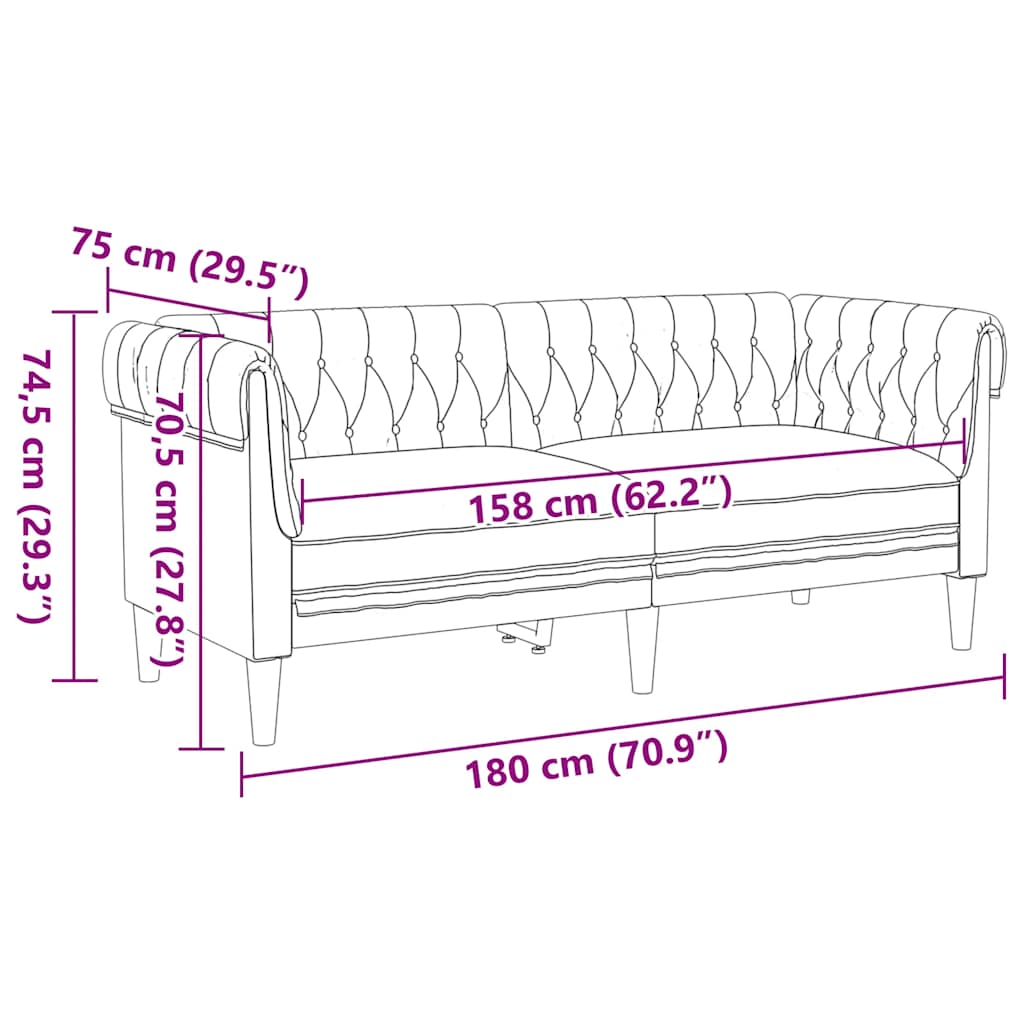 Dvosjed Chesterfield smeđi od tkanine
