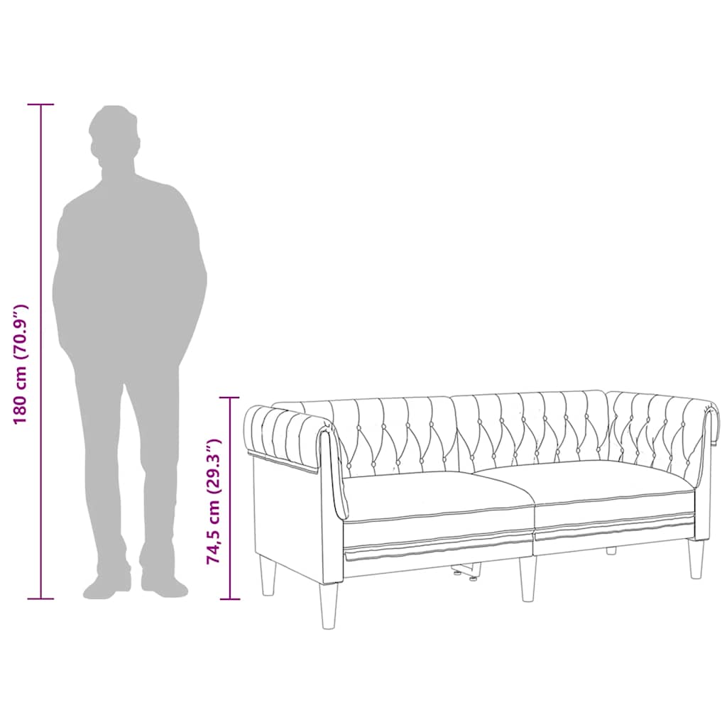 Dvosjed Chesterfield smeđi od tkanine
