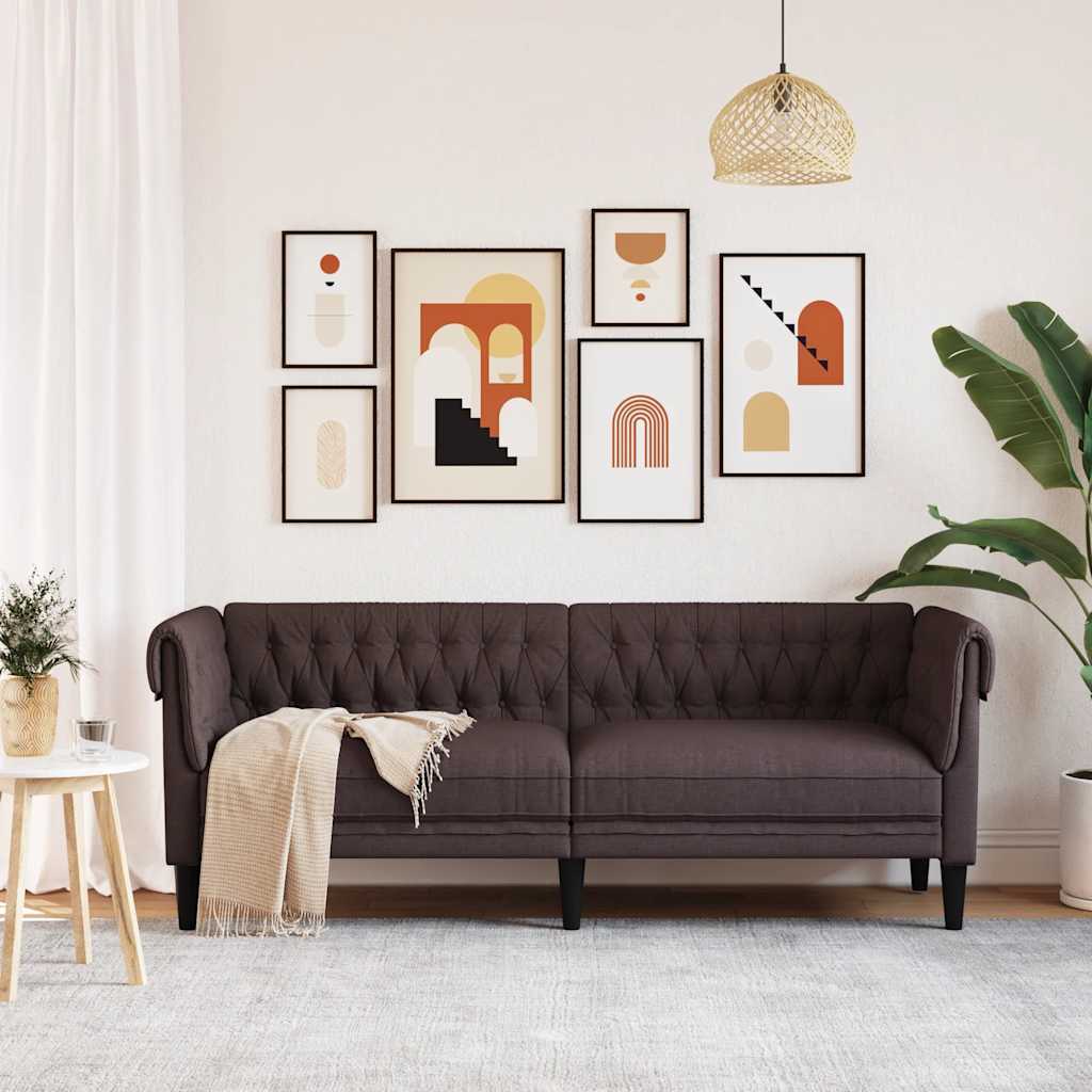 Trosjed Chesterfield tamnosmeđi od tkanine