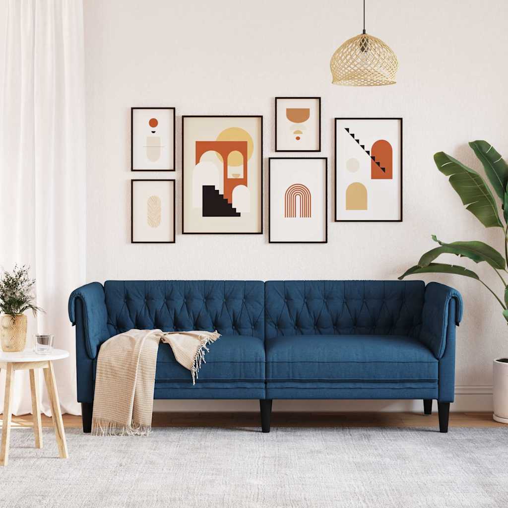 Trosjed Chesterfield plavi od tkanine