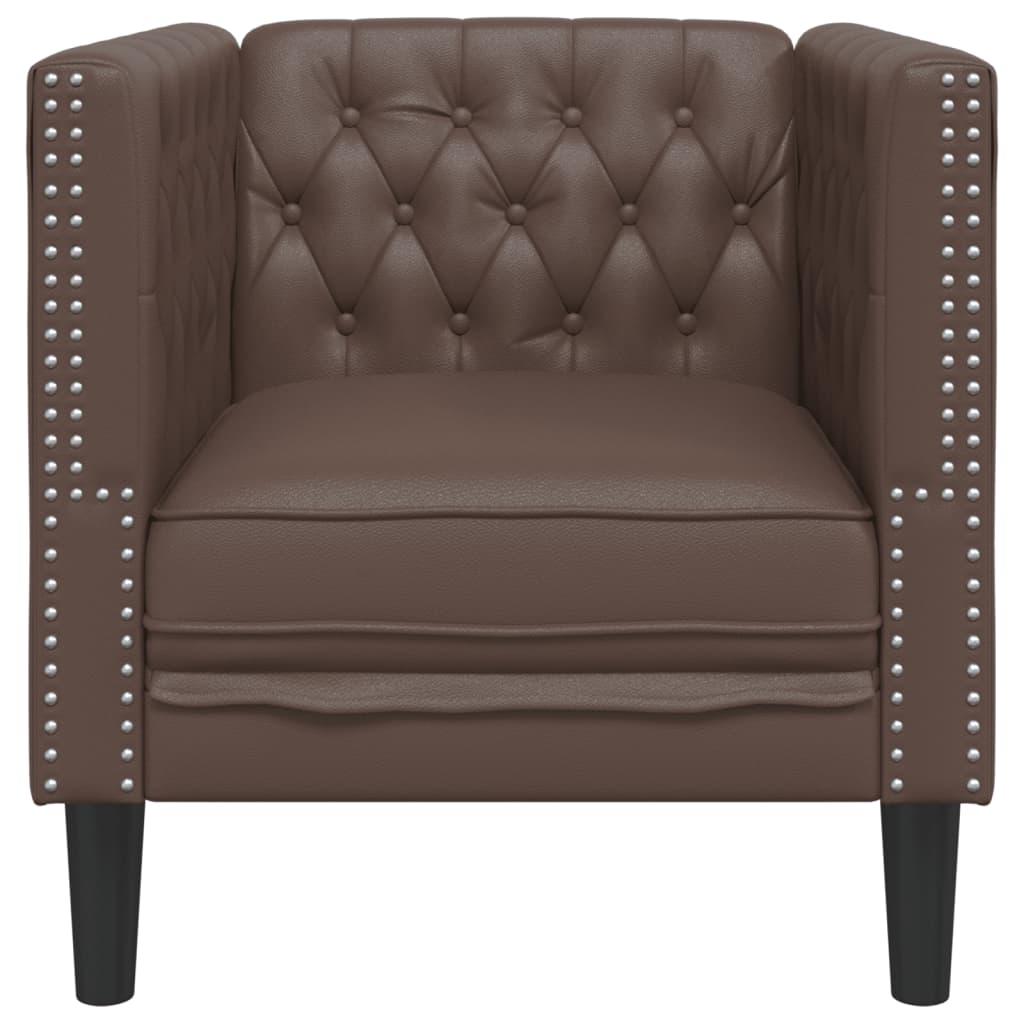 Fotelja Chesterfield smeđa umjetna koža