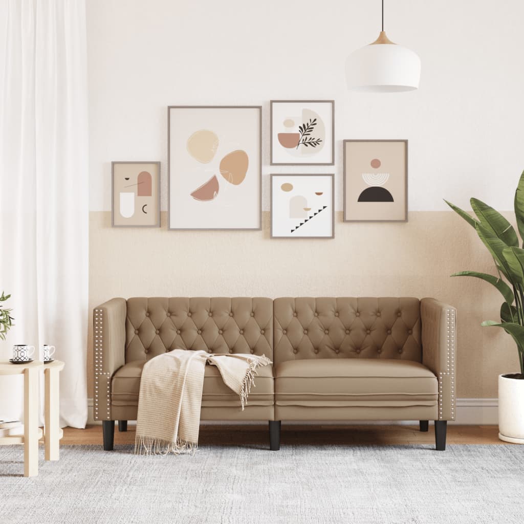 Fotelja Chesterfield 2-sjed Cappuccino umjetna koža