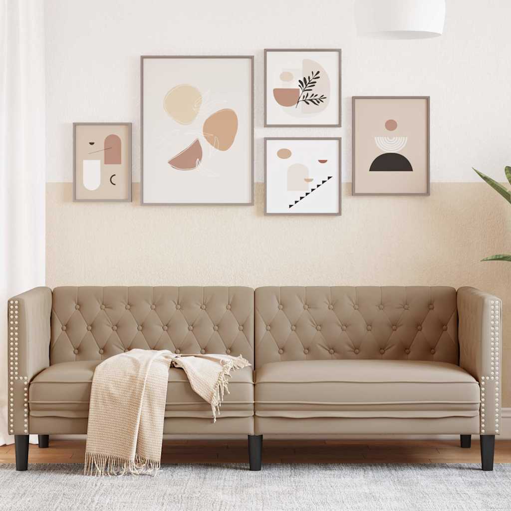 Chesterfield sofa za 3 osobe, cappuccino, umjetna koža