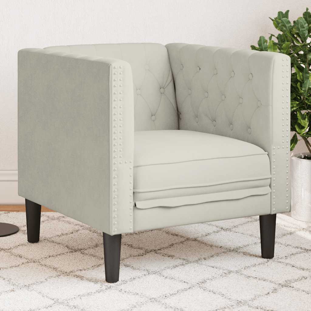 Chesterfield sofa fotelja krem baršun