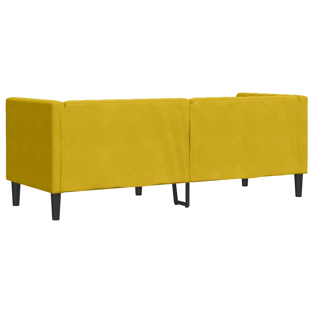 Trosjed Chesterfield s jastučićima žuti baršunasti