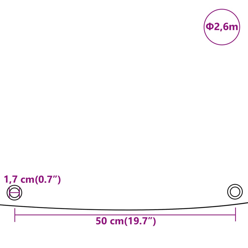 Cerada bijela Ø 2,6 m 650 g/m²