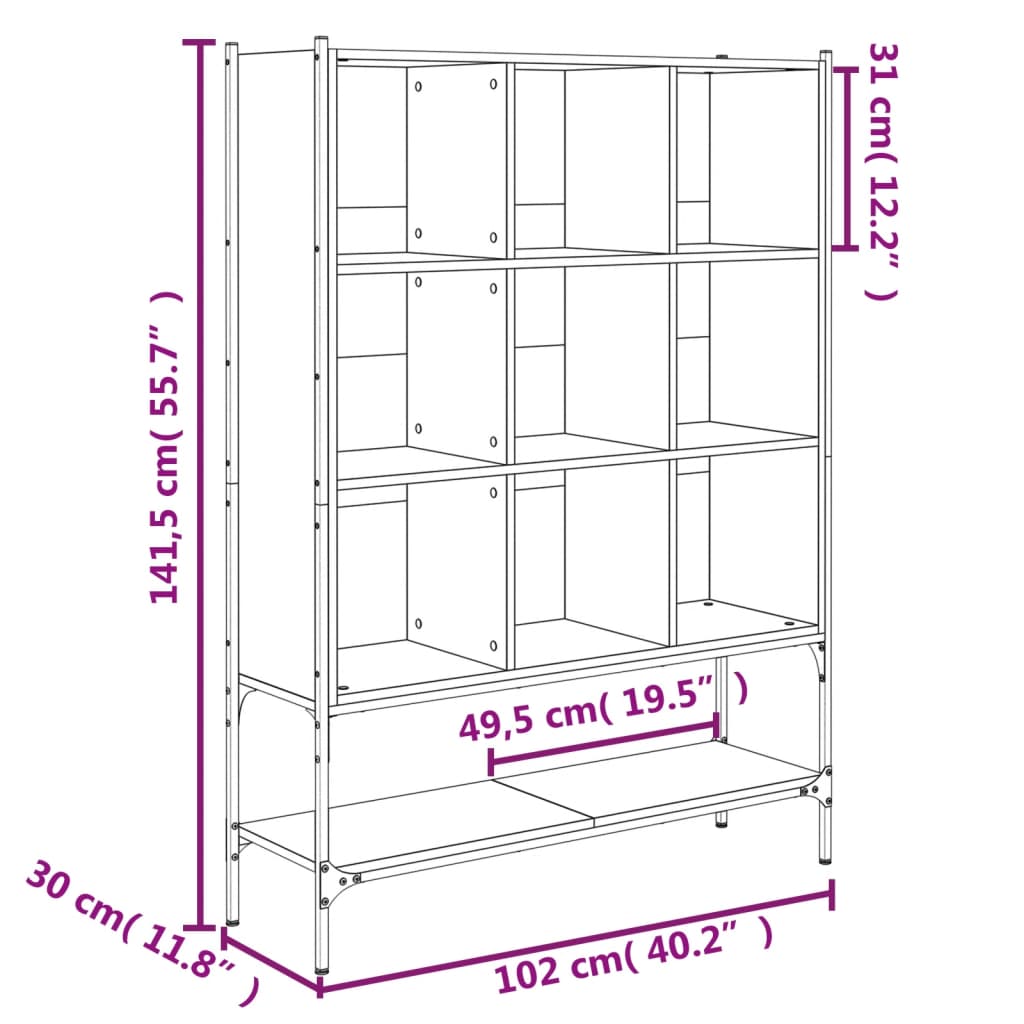 Regal za knjige boja hrasta 102x30x141,5 cm konstruirano drvo