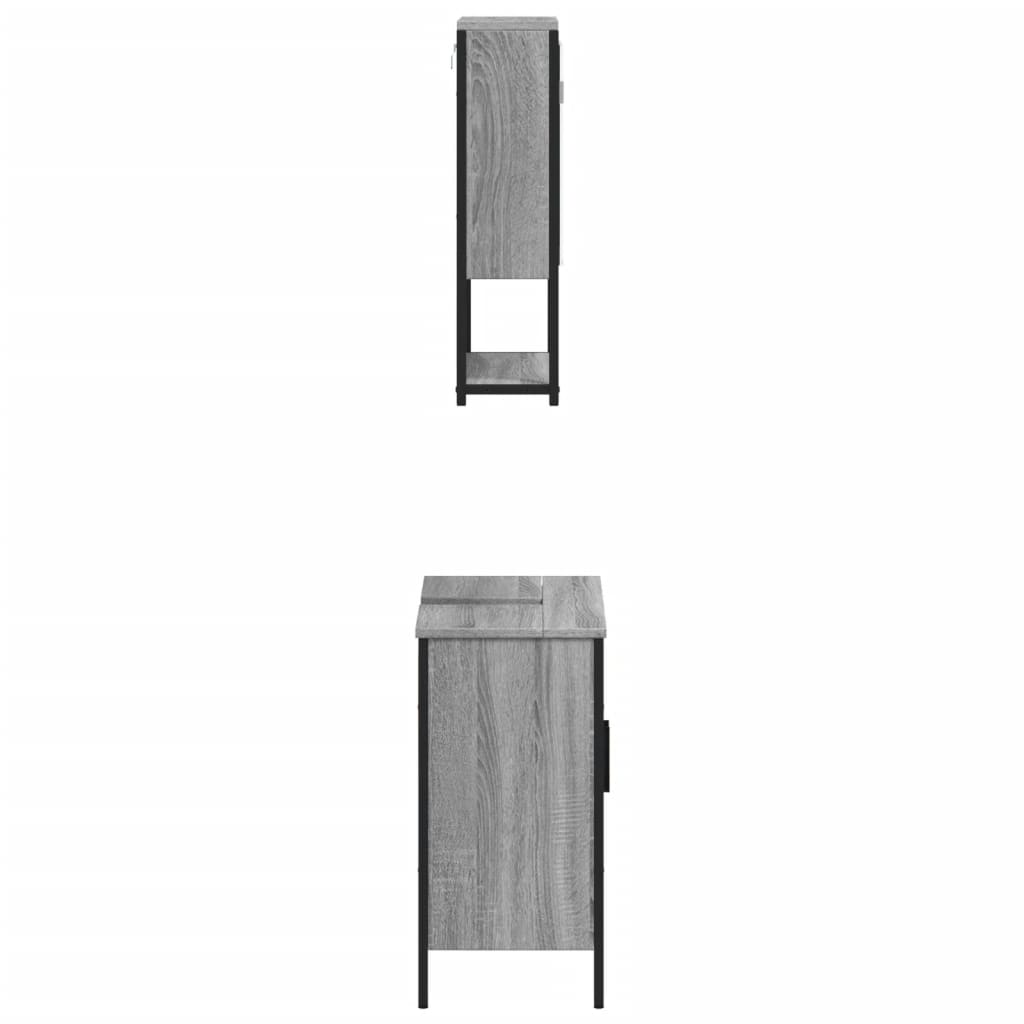 2-dijelni set kupaonskog namještaja siva boja hrasta drveni