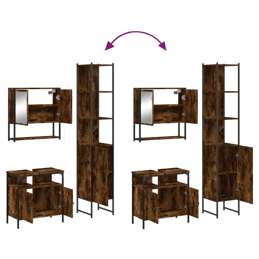 3-dijelni set kupaonskog namještaja boja hrasta drveni