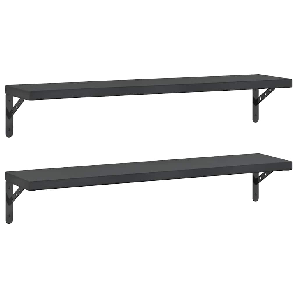 Zidne police 2 kom 100 x 23,5 cm crne nehrđajući čelik