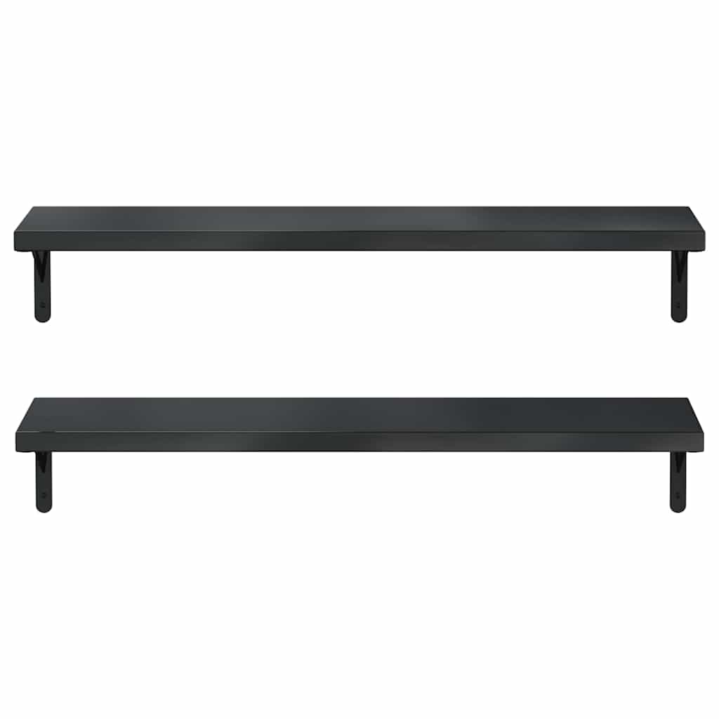 Zidne police 2 kom 100 x 23,5 cm crne nehrđajući čelik
