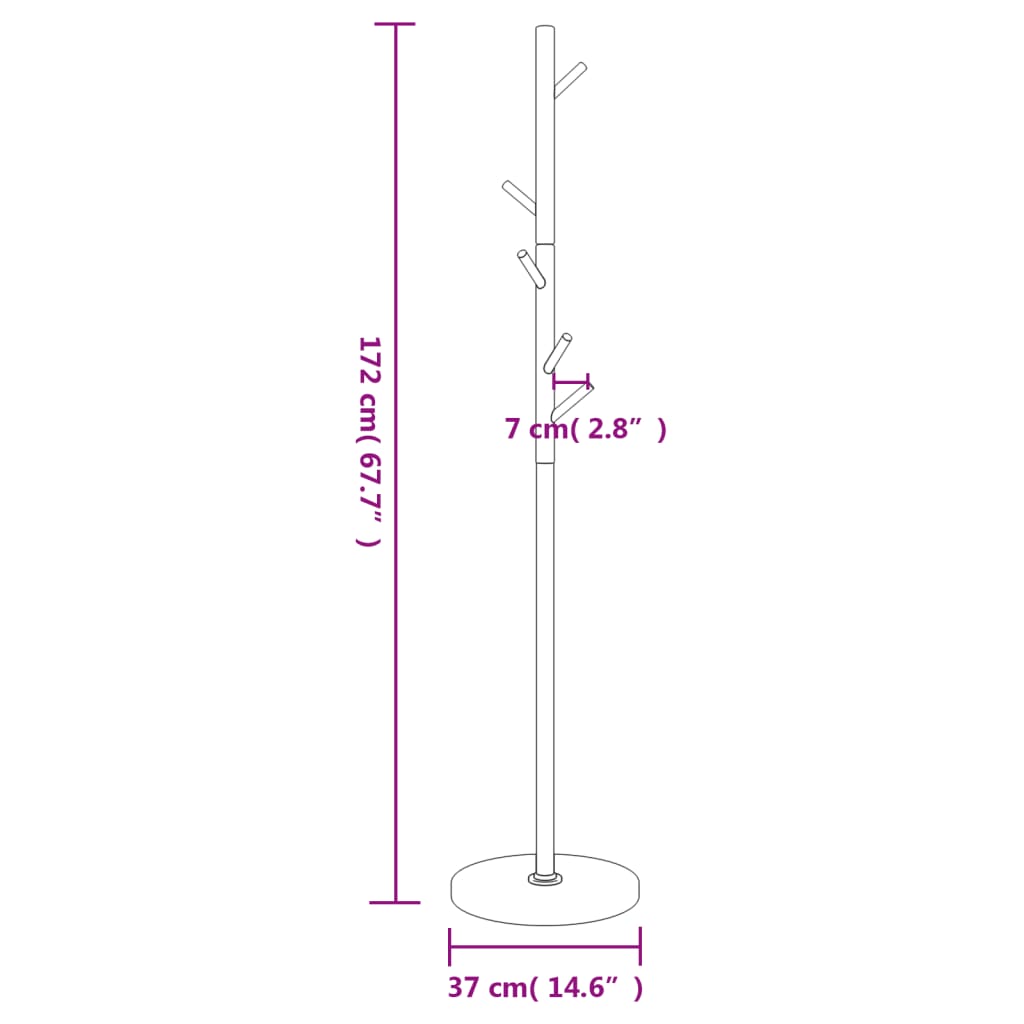 Stalak za kapute 172 cm od željeza obloženog prahom
