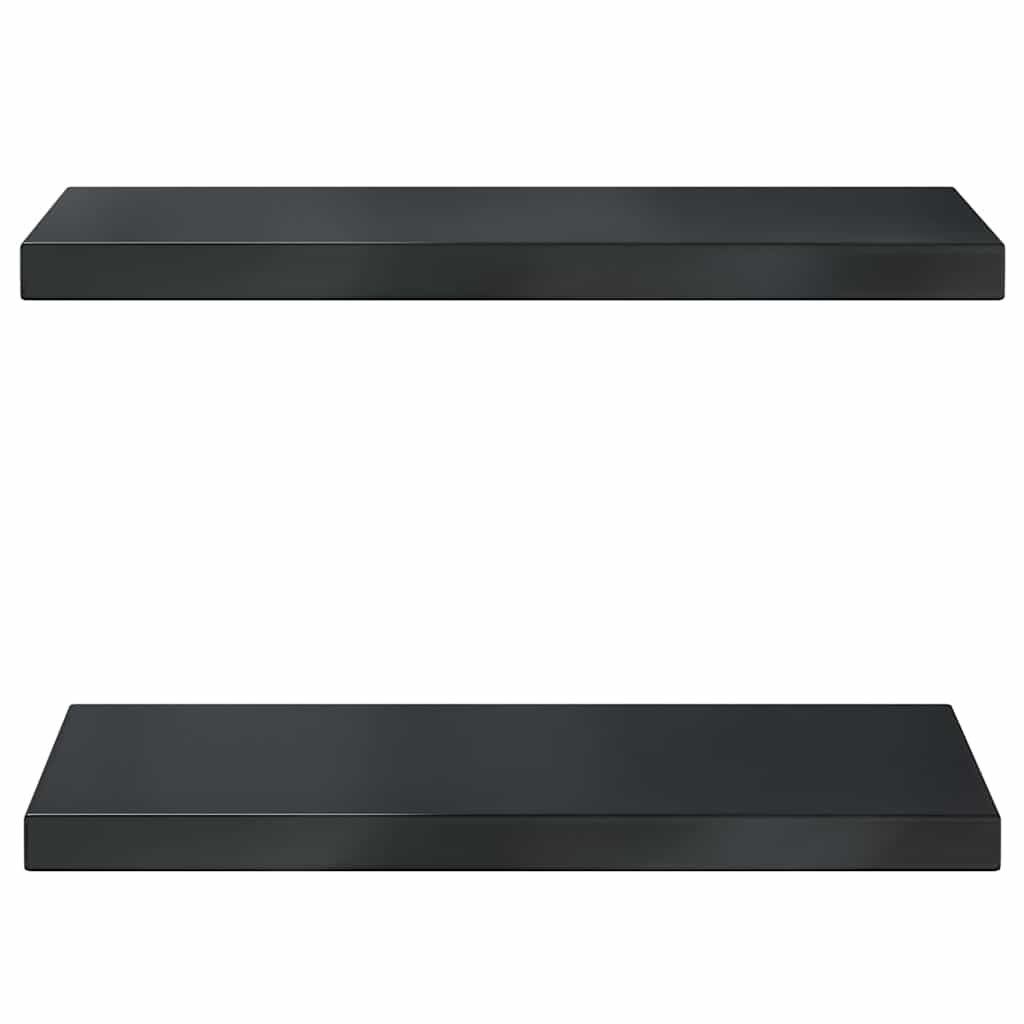 Zidne police 2 kom 50x23,5 cm crne nehrđajući čelik