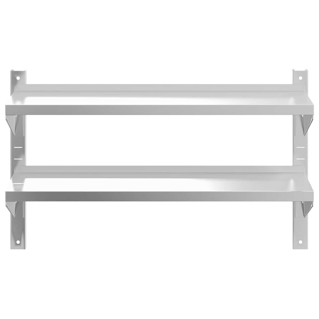 Zidna polica s 2 razine 100x23,5x60 cm srebrna nehrđajući čelik