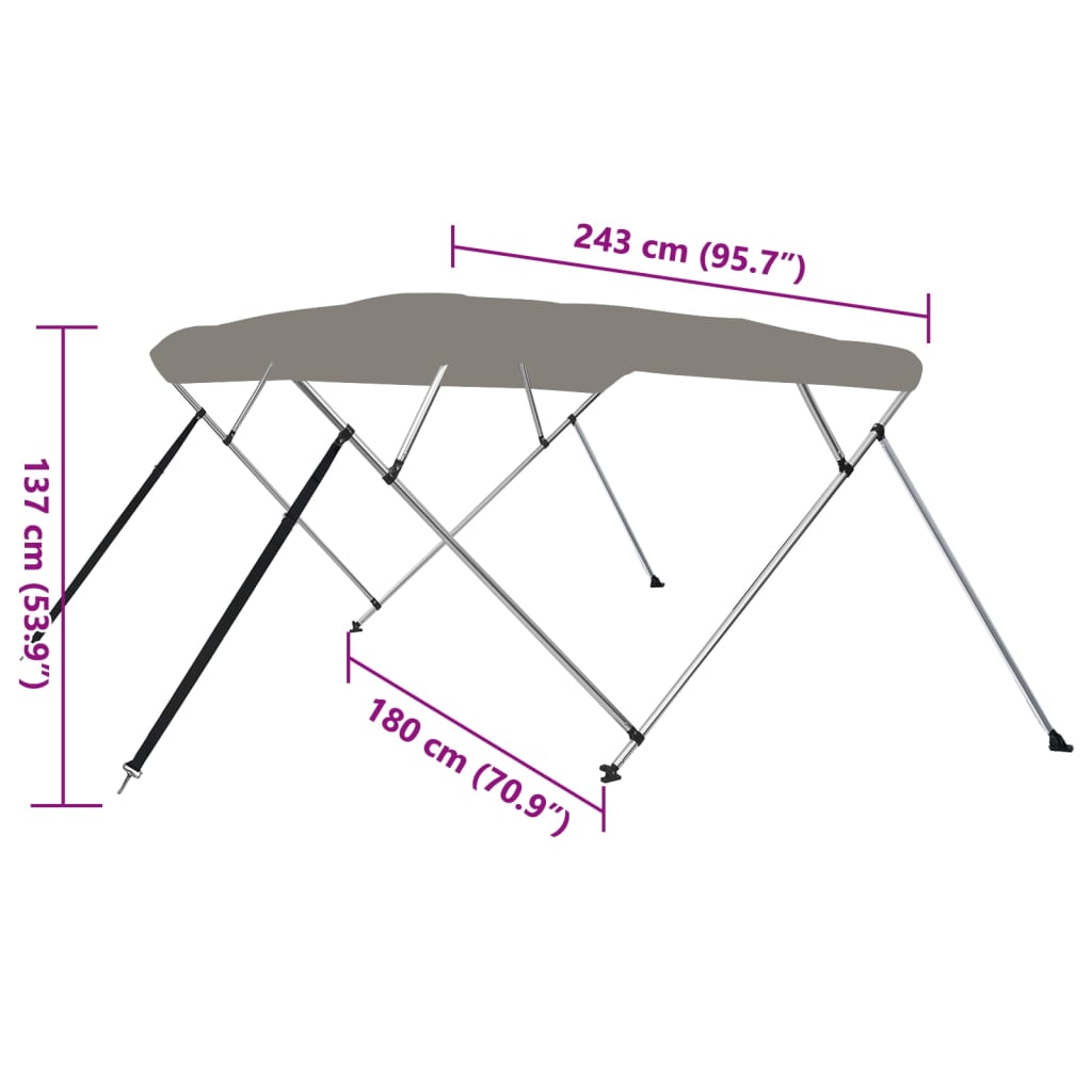 Tenda bimini s 4 luka siva 243x180x137 cm