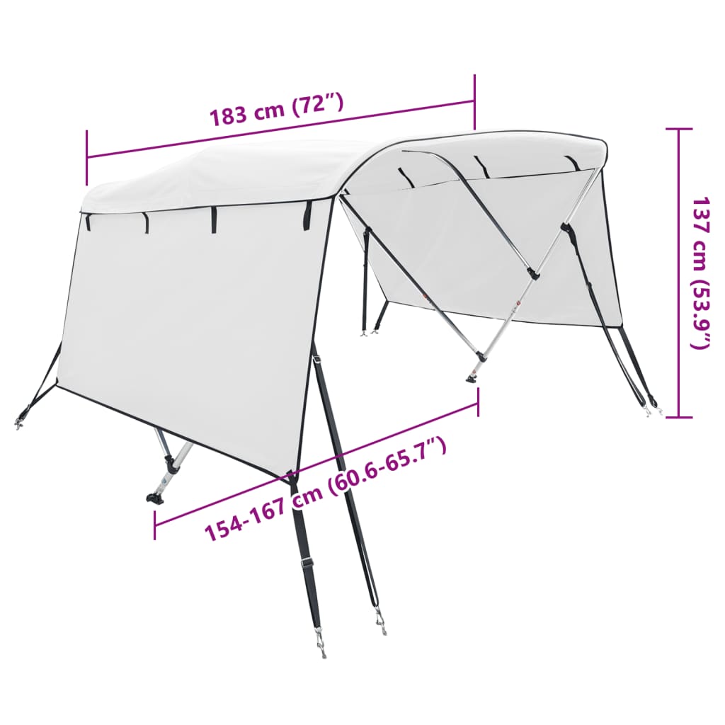 Tenda bimini s 3 luka i bočnim stijenkama 183x(154-167)x137 cm