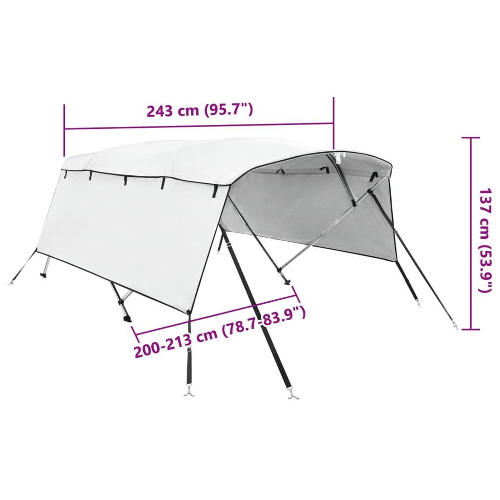 Tenda bimini s 4 luka i bočnim stijenkama 243x(200-213)x137 cm