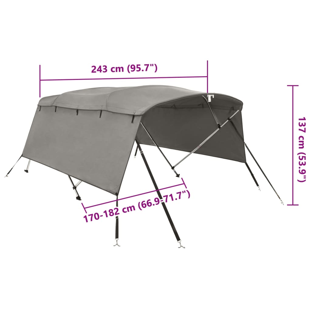 Tenda bimini s 4 luka i bočnim stijenkama 243x(170-182)x137 cm
