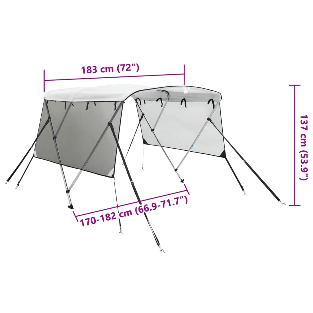Tenda bimini s 4 luka i mrežastim zidovima 183x(170-182)x137 cm