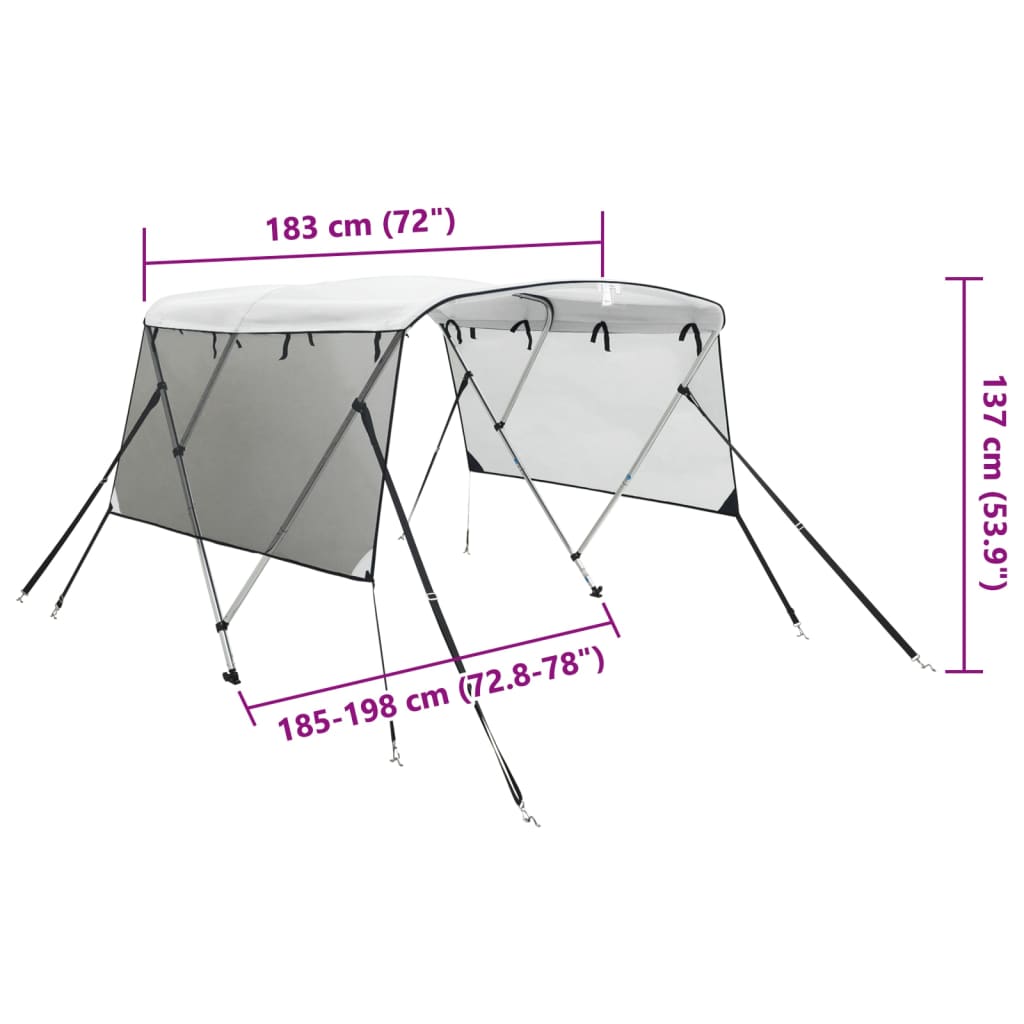 Tenda bimini s 3 luka i mrežastim zidovima 183x(185-198)x137 cm