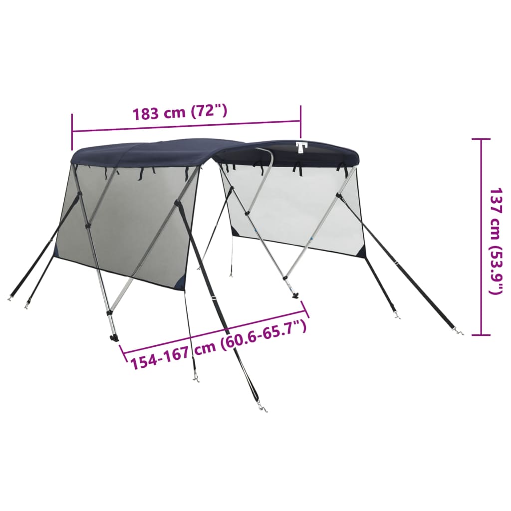 Tenda bimini s 3 luka i mrežastim zidovima 183x(154-167)x137 cm