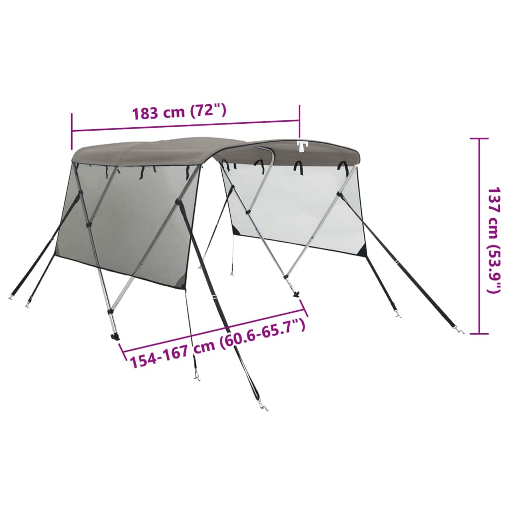 Tenda bimini s 3 luka i mrežastim zidovima 183x(154-167)x137 cm