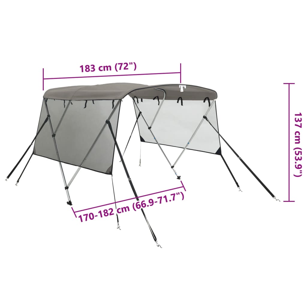 Tenda bimini s 4 luka i mrežastim zidovima 183x(170-182)x137 cm