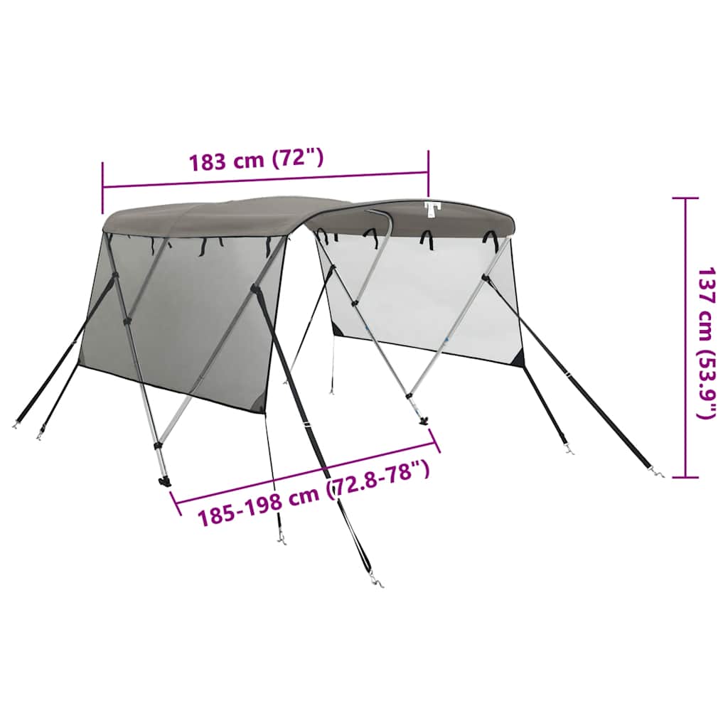 Tenda bimini s 3 luka i mrežastim zidovima 183x(185-198)x137 cm