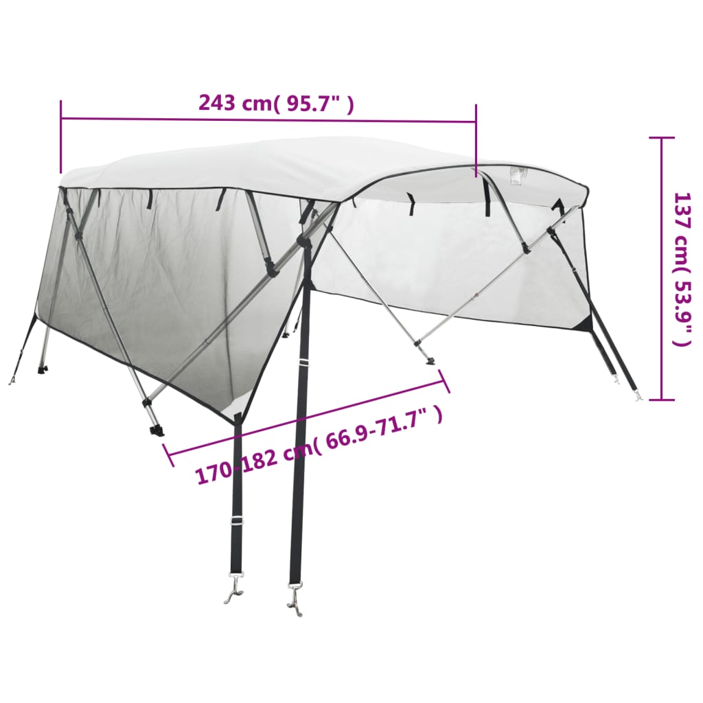 Tenda bimini s 4 luka i mrežastim zidovima 243x(170-182)x137 cm