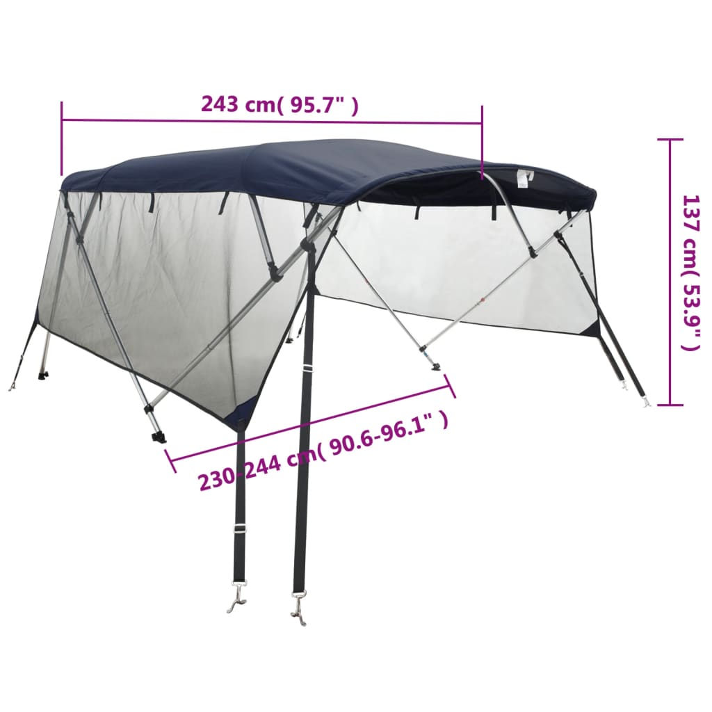 Tenda bimini s 4 luka i mrežastim zidovima 243x(230-244)x137 cm