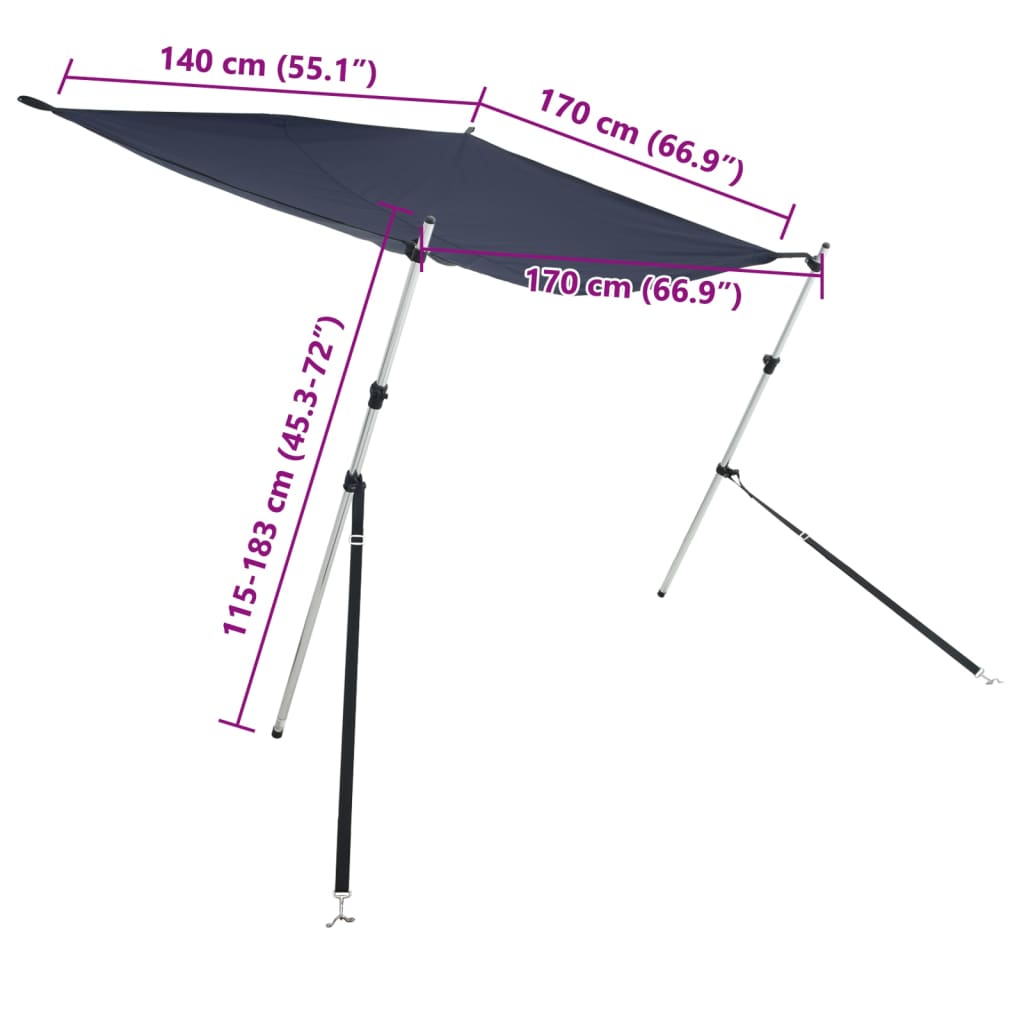 Nastavak za sjenilo s vrhom T-oblika 170x170x(115-183) cm