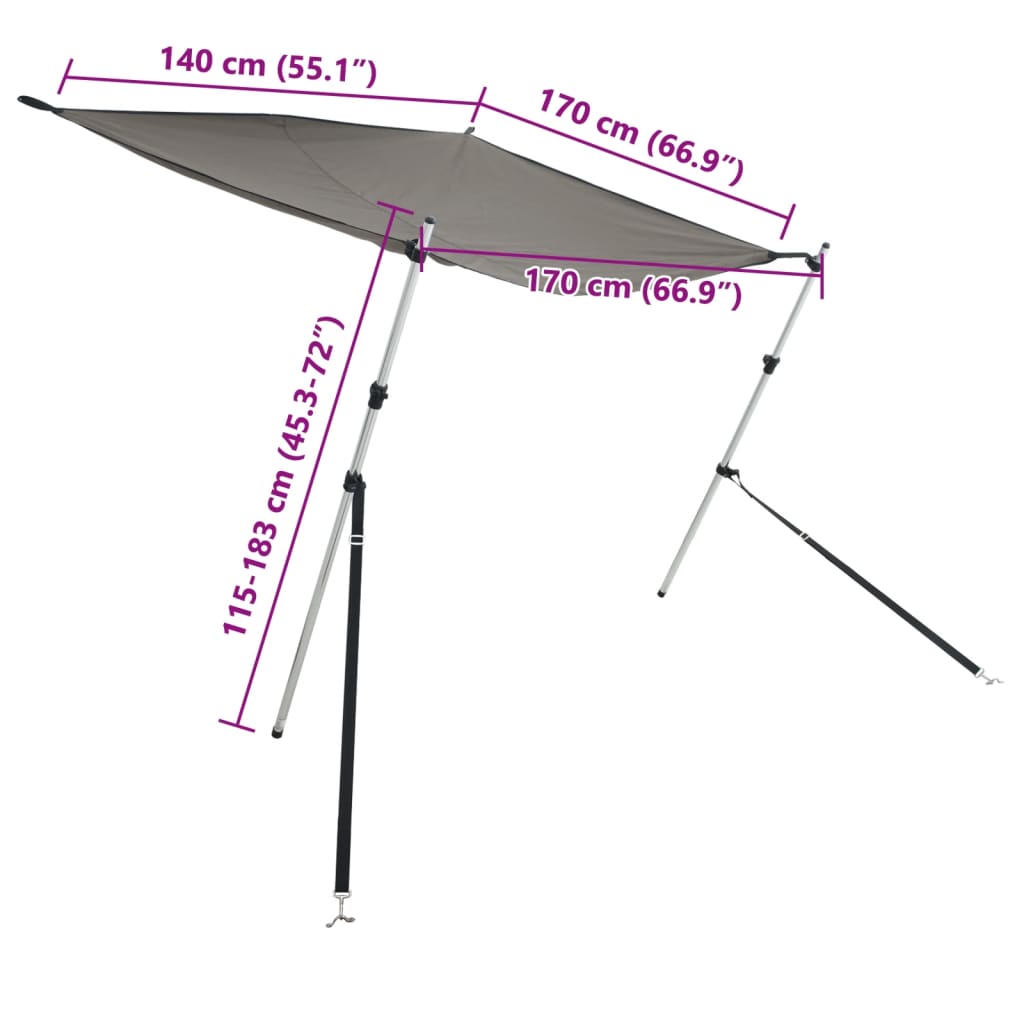 Nastavak za sjenilo s vrhom T-oblika 170x170x(115-183) cm