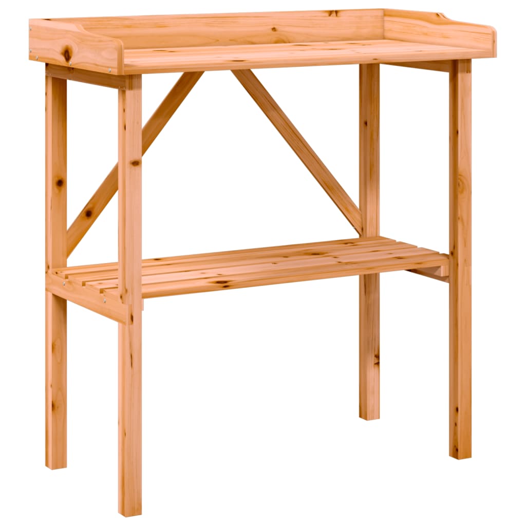 Stol za biljke s policom smeđi 78x38x82,5 cm masivna jelovina