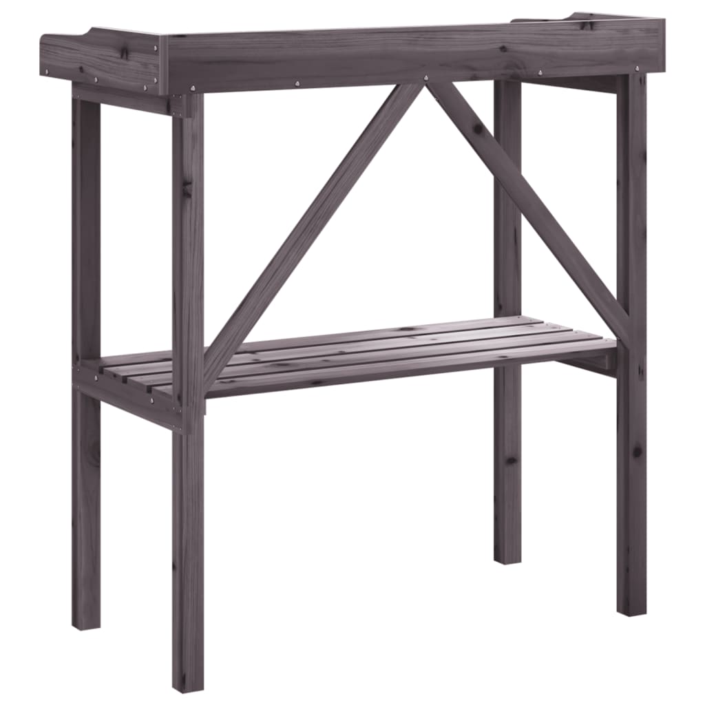 Stol za biljke s policom sivi 78x38x82,5 cm masivna jelovina
