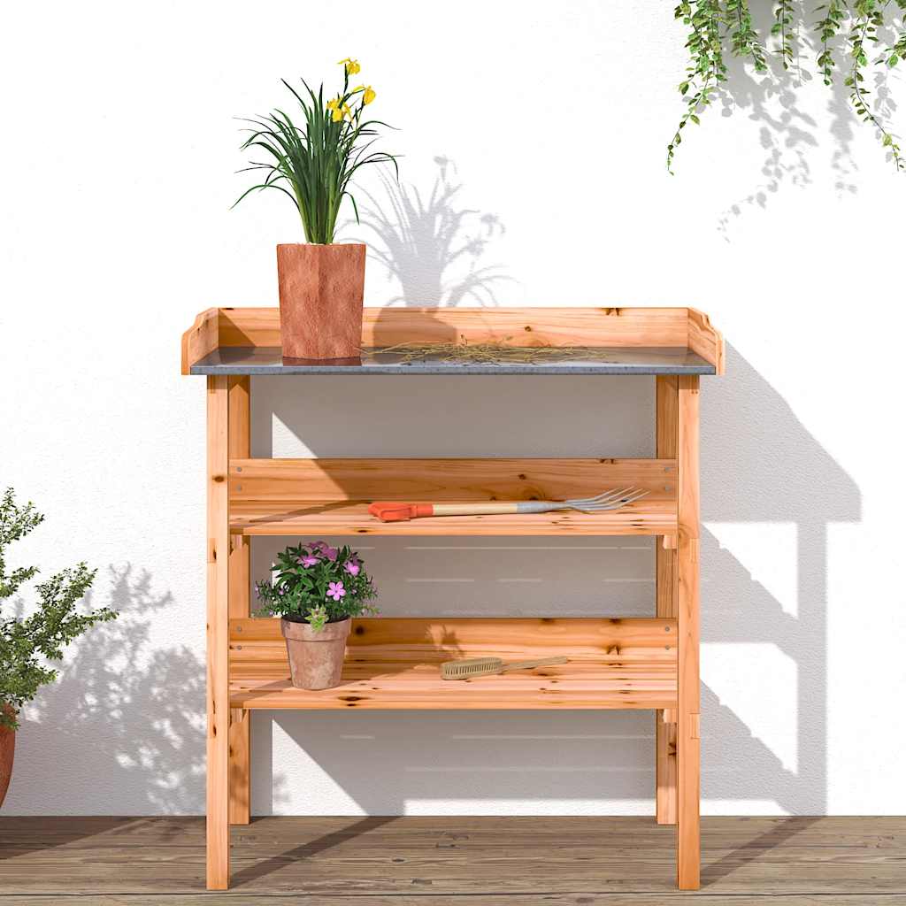 Stol za biljke s policama smeđi 78x38x82,5 cm masivna jelovina