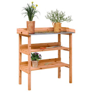 Stol za biljke s policama smeđi 78x38x82,5 cm masivna jelovina