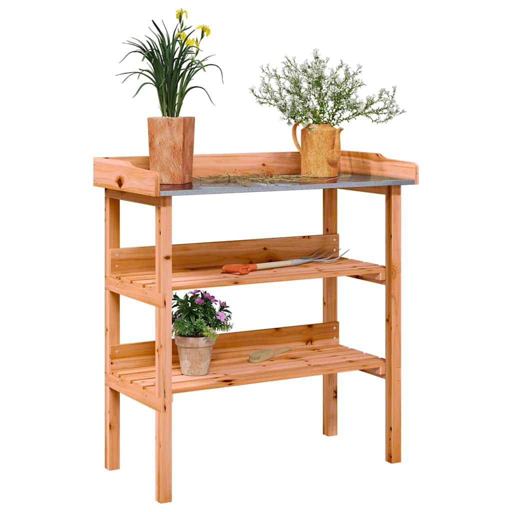Stol za biljke s policama smeđi 78x38x82,5 cm masivna jelovina