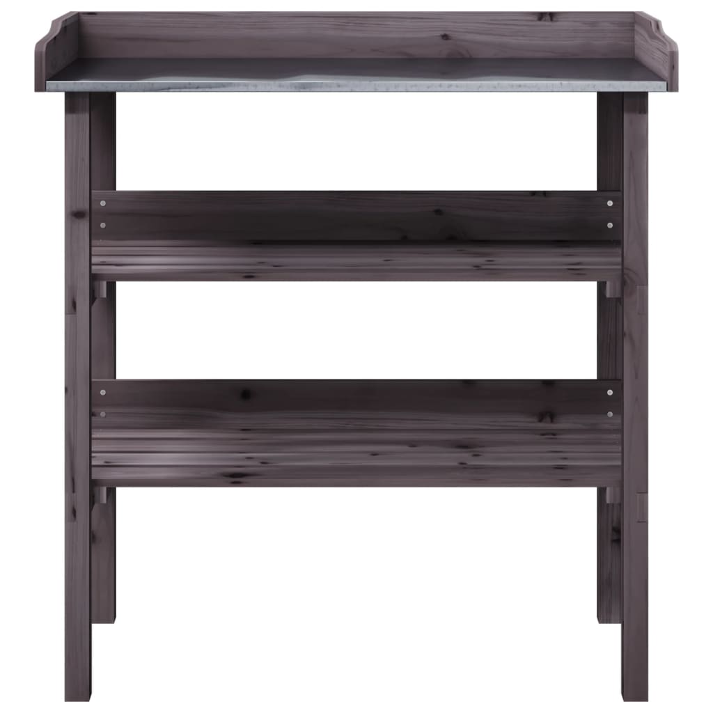 Stol za biljke s policama sivi 78x38x82,5 cm masivna jelovina