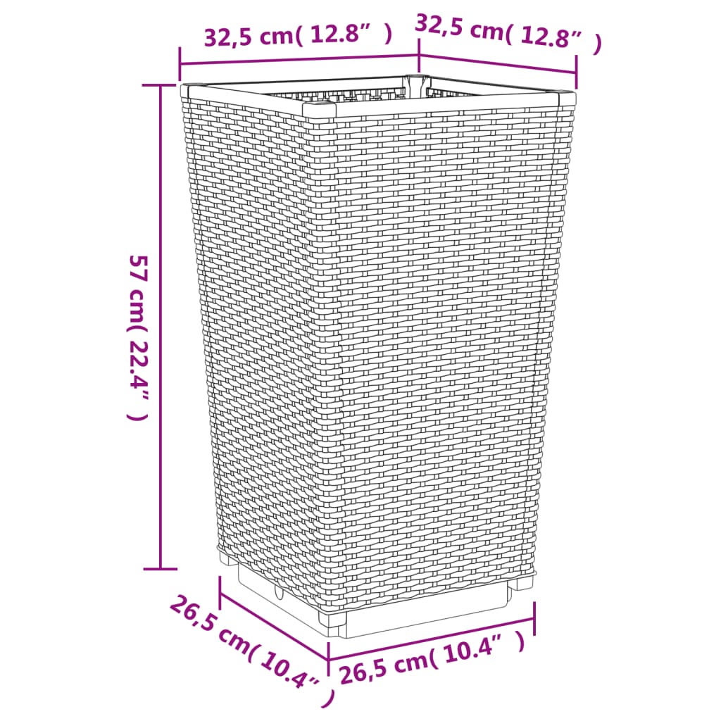 Vrtne sadilice 2 kom svjetlosive 32,5 x 32,5 x 57 cm PP