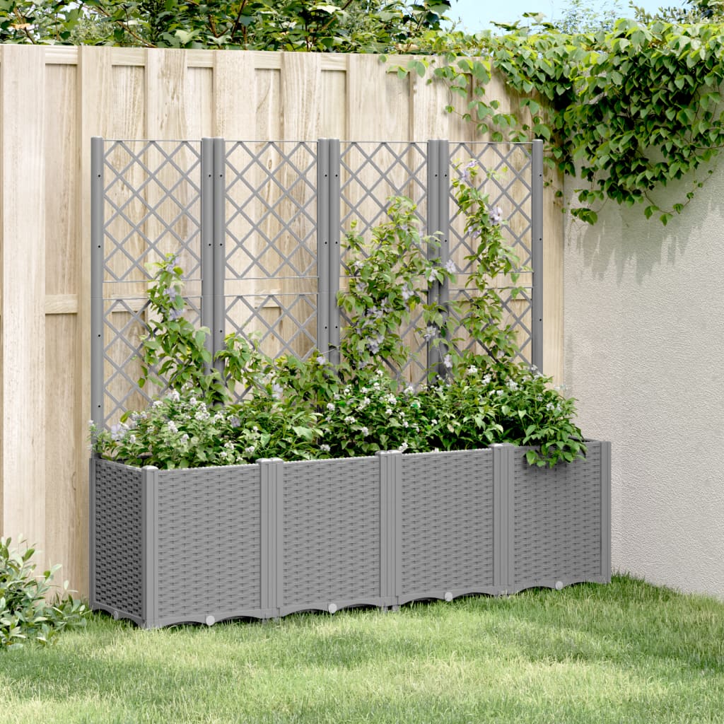 Vrtna sadilica s rešetkom svjetlosiva 160 x 40 x 140 cm PP