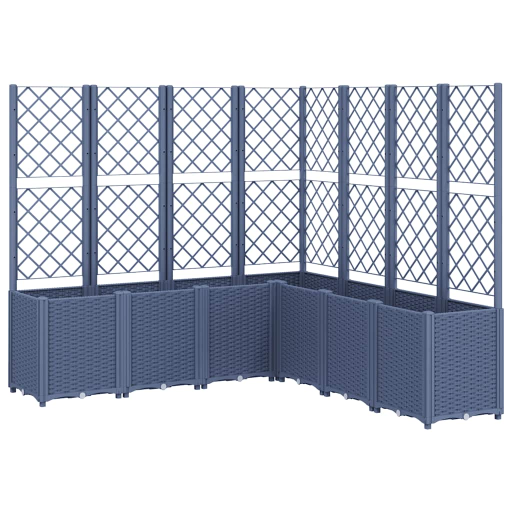 Vrtna sadilica s rešetkom plava siva 160 x 160 x 140 cm PP