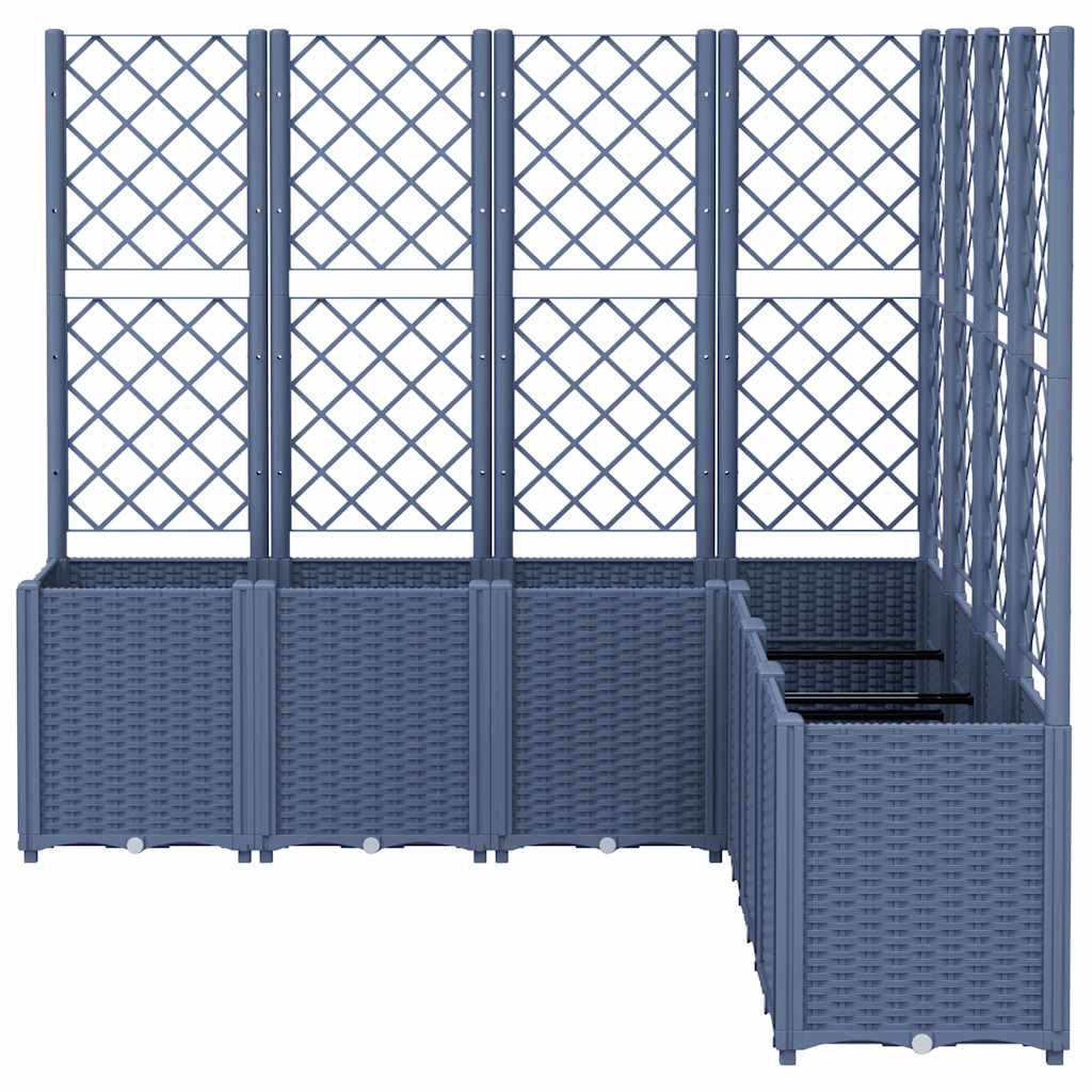 Vrtna sadilica s rešetkom plava siva 160 x 160 x 140 cm PP
