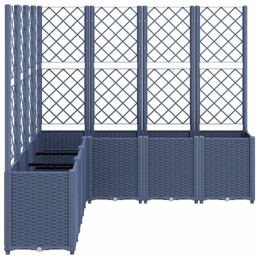 Vrtna sadilica s rešetkom plava siva 160 x 160 x 140 cm PP