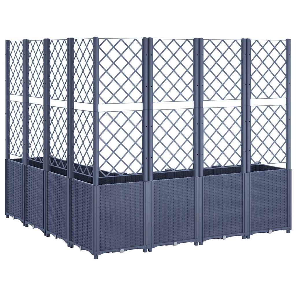 Vrtna sadilica s rešetkom plava siva 160 x 160 x 140 cm PP