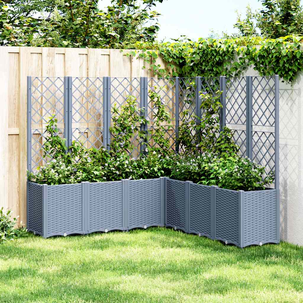 Vrtna sadilica s rešetkom plava siva 160 x 160 x 140 cm PP