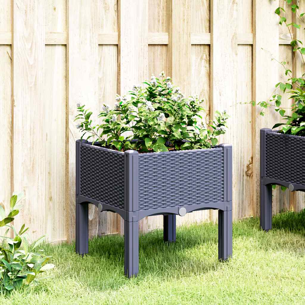 Vrtna sadilica s nogama plava siva 40 x 40 x 42 cm PP